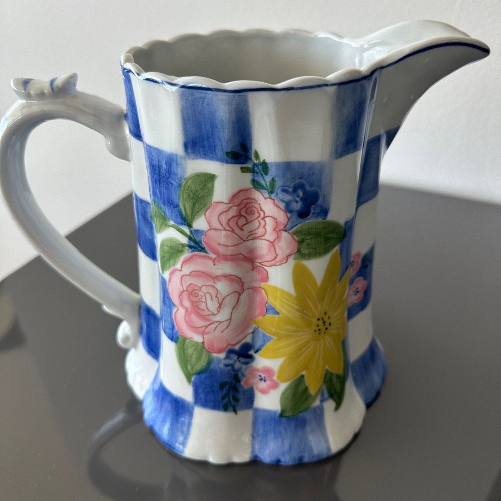 Hand-Painted Floral Pitcher/Vase by Andrea by Sadek